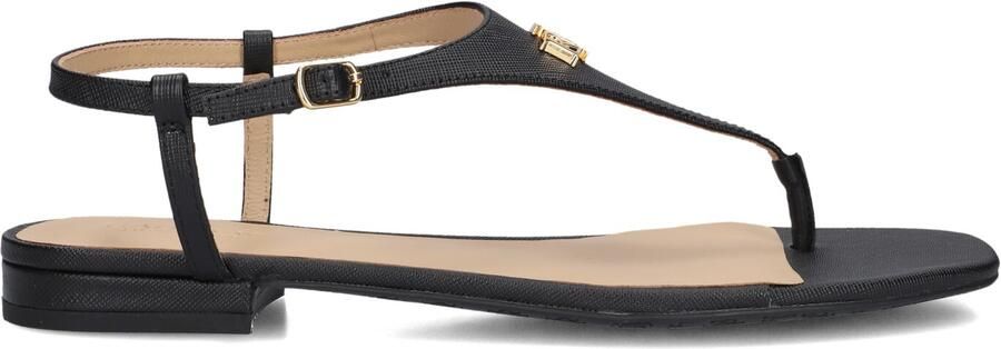 LAUREN RALPH LAUREN Dames Everley 2 Flat Sandal Maat: 41 Materiaal: Leer Kleur: Zwart