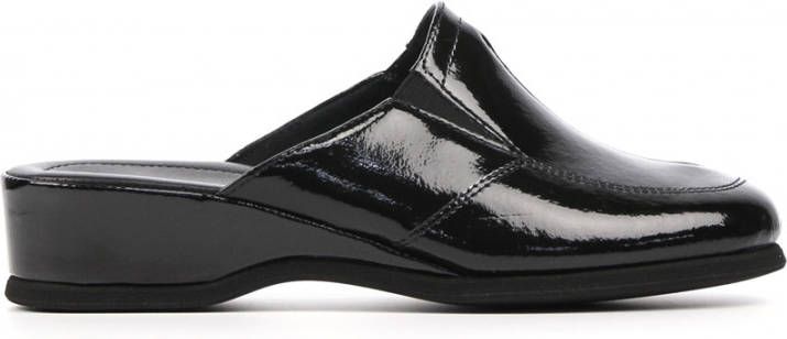 Rohde Vrouwen Leren Harde zool Pantoffels/open Sloffen 6142 Zwart -  Schoenen.nl
