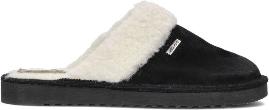 Rohde Erich Rohde Pantoffels Sloffen Instappers Suède Harde zool Open hiel 6770 Zwart - Foto 19