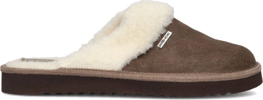 Rohde Erich Rohde Pantoffels Dames Sloffen Instappers Suède Harde zool Open hiel 6770 Bruin