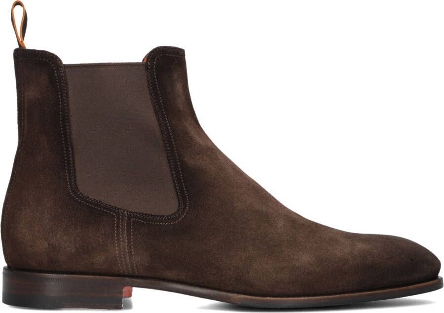SANTONI Chelsea Boots Heren 19113 Maat: 10 Materiaal: Suède Kleur: Bruin
