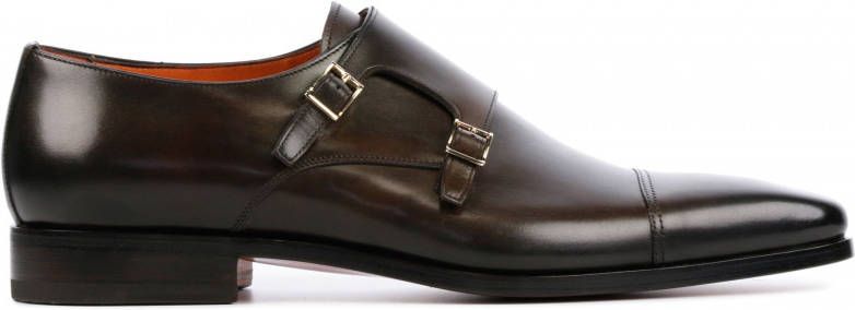 Santoni Bruine Leren Business Schoenen Herenmodel 113049 Brown Heren