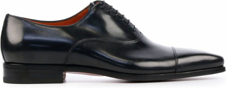 Santoni Zwarte Leren Veterschoenen voor Zakelijk Gebruik Black Heren