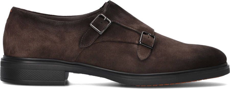 SANTONI Nette Schoenen Heren Sue 2gespschoen Maat: 11 Materiaal: Suède Kleur: Bruin