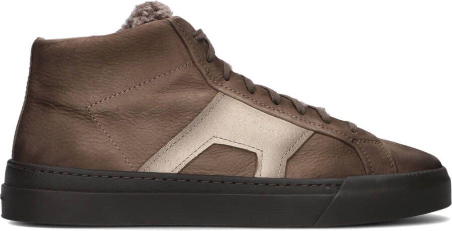 SANTONI Hoge Sneakers Heren 22131 Maat: 9 5 Materiaal: Leer Kleur: Bruin