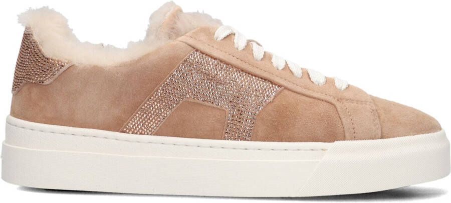 SANTONI Lage Sneakers Dames Sue Glitter Sneaker Maat: 37 Materiaal: Suède Kleur: Beige