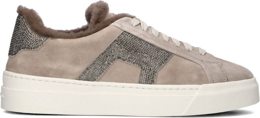 SANTONI Lage Sneakers Dames Sue Glitter Sneaker Maat: 40 Materiaal: Suède Kleur: Taupe