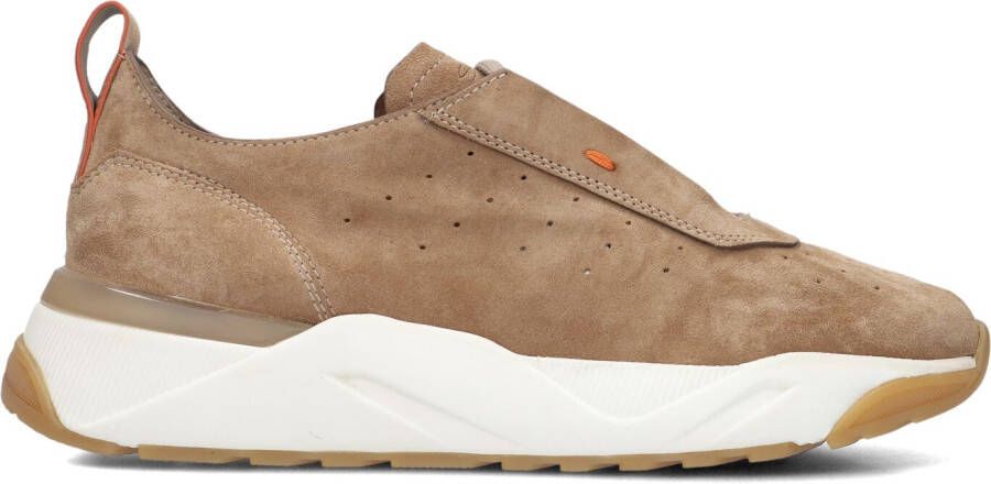 SANTONI Lage Sneakers Dames Sue Runner Maat: 38 5 Materiaal: Suède Kleur: Camel