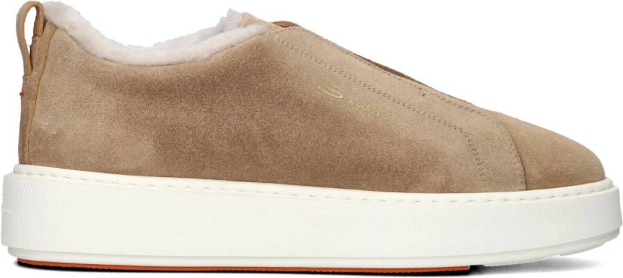 SANTONI Lage Sneakers Dames Sue Vacht Slipon Maat: 42 Materiaal: Suède Kleur: Beige