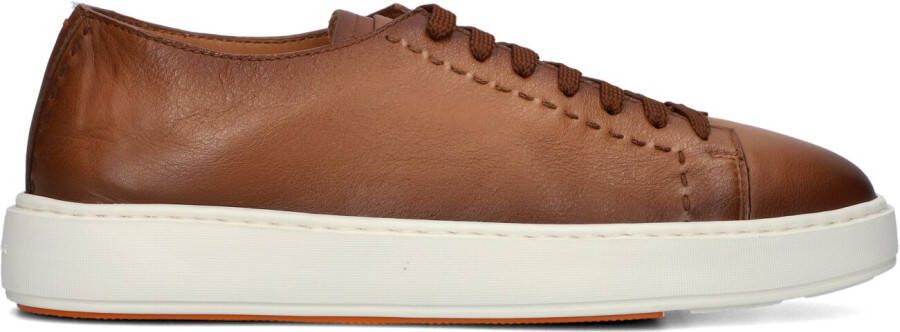 SANTONI Lage Sneakers Heren Clean Row Maat: 10 5 Materiaal: Leer Kleur: Cognac
