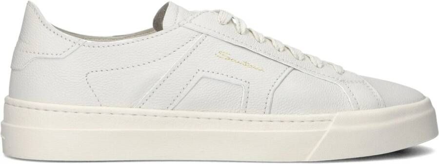 SANTONI Lage Sneakers Heren Dbs Maat: 10 5 Materiaal: Leer Kleur: Wit