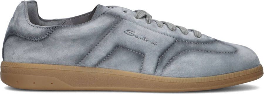 SANTONI Lage Sneakers Heren Oly Cube Maat: 10 Materiaal: Suède Kleur: Lichtgrijs