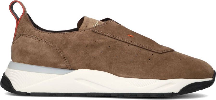 SANTONI Lage Sneakers Heren Sue Unlined Runner Maat: 10 Materiaal: Suède Kleur: Bruin