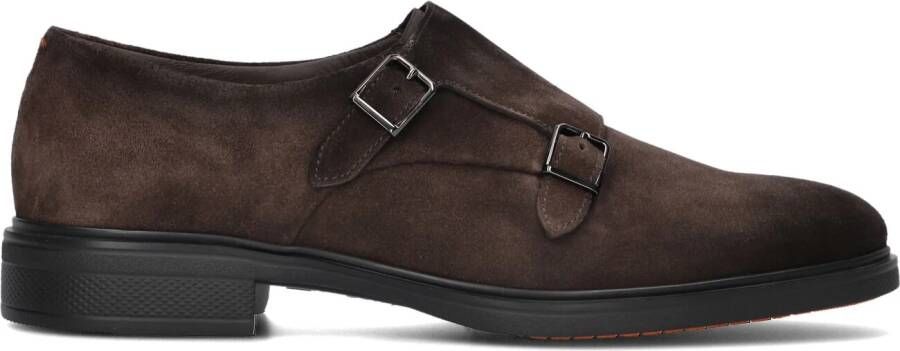 SANTONI Nette Schoenen Heren Sue 2gespschoen Maat: 11 Materiaal: Suède Kleur: Bruin