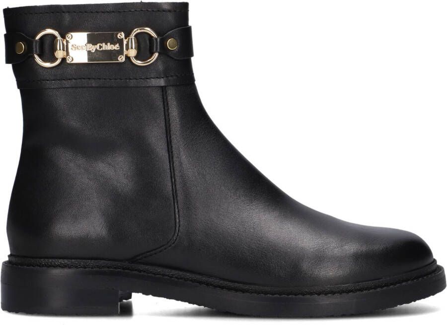 SEE BY CHLOÉ See By Chloé Enkellaarsjes Dames Signature 1.1 Maat: 39 Materiaal: Leer Kleur: Zwart