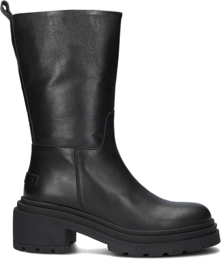 SHABBIES Enkelboots Dames 183020285 Maat: 38 Materiaal: Leer Kleur: Zwart