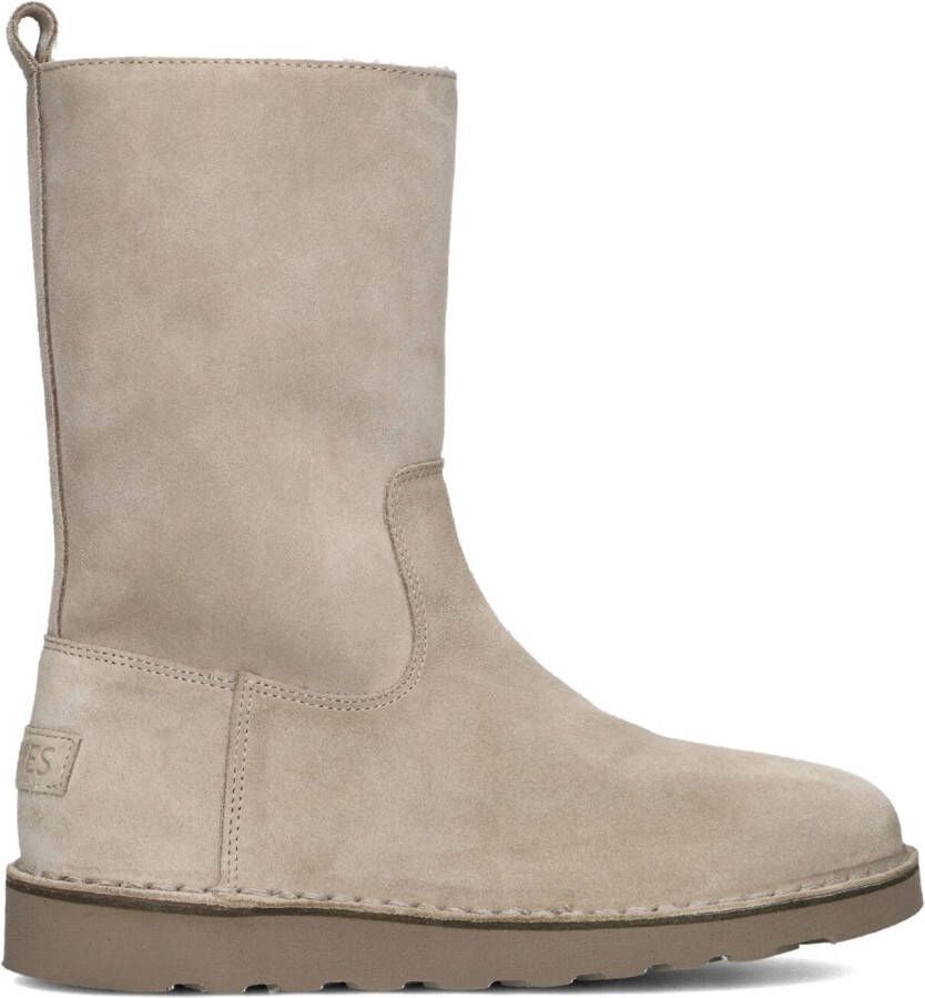 SHABBIES Enkelboots Dames Palissa Mia High Zip Maat: 36 Materiaal: Suède Kleur: Beige