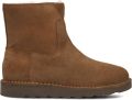 SHABBIES Enkelboots Dames Palissa Mia Zip Suède Cognac - Bruin
