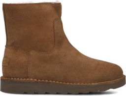 SHABBIES Enkelboots Dames Palissa Mia Zip Suède Cognac