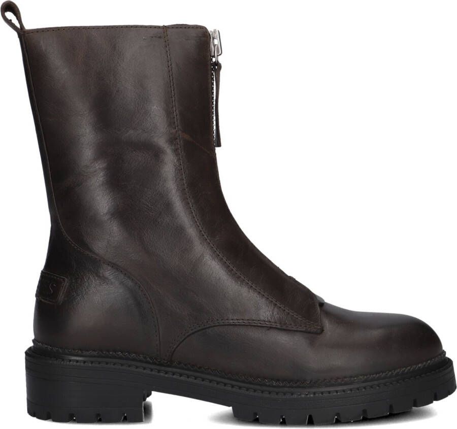 SHABBIES Enkelboots Dames Tirza Zipa Maat: 36 Materiaal: Leer Kleur: Taupe