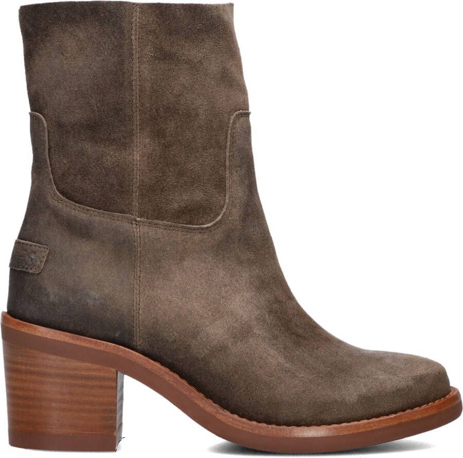 SHABBIES Enkellaarsjes Dames Puk Ankie Maat: 40 Materiaal: Suède Kleur: Taupe
