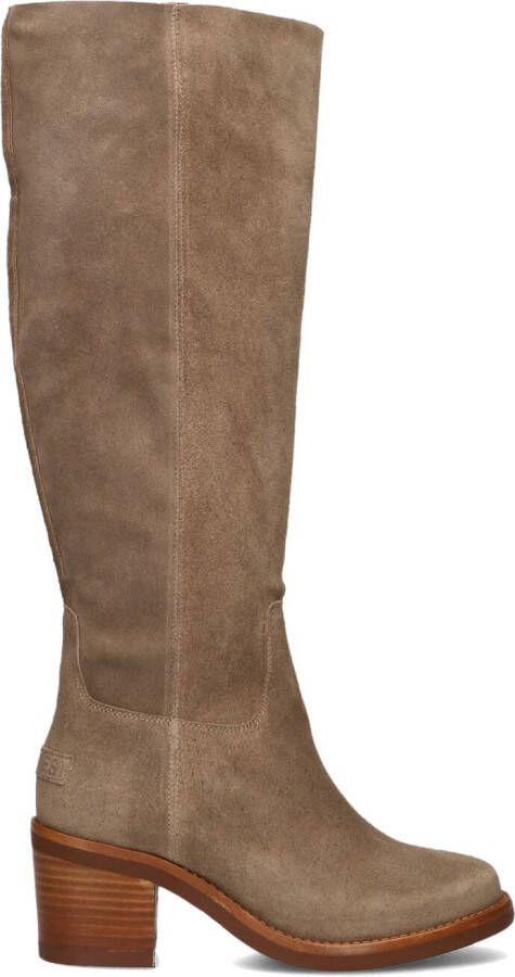 SHABBIES Hoge Laarzen Dames Puk Tuba Maat: 37 Materiaal: Suède Kleur: Taupe