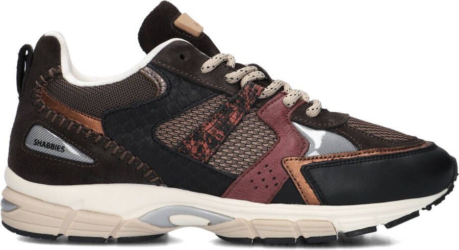 SHABBIES Lage Sneakers Dames Abbey Run Maat: 41 Materiaal: Leer Kleur: Zwart - Foto 3