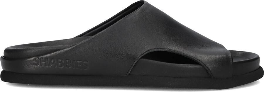 SHABBIES Badslippers Dames Inga Close Leer Zwart