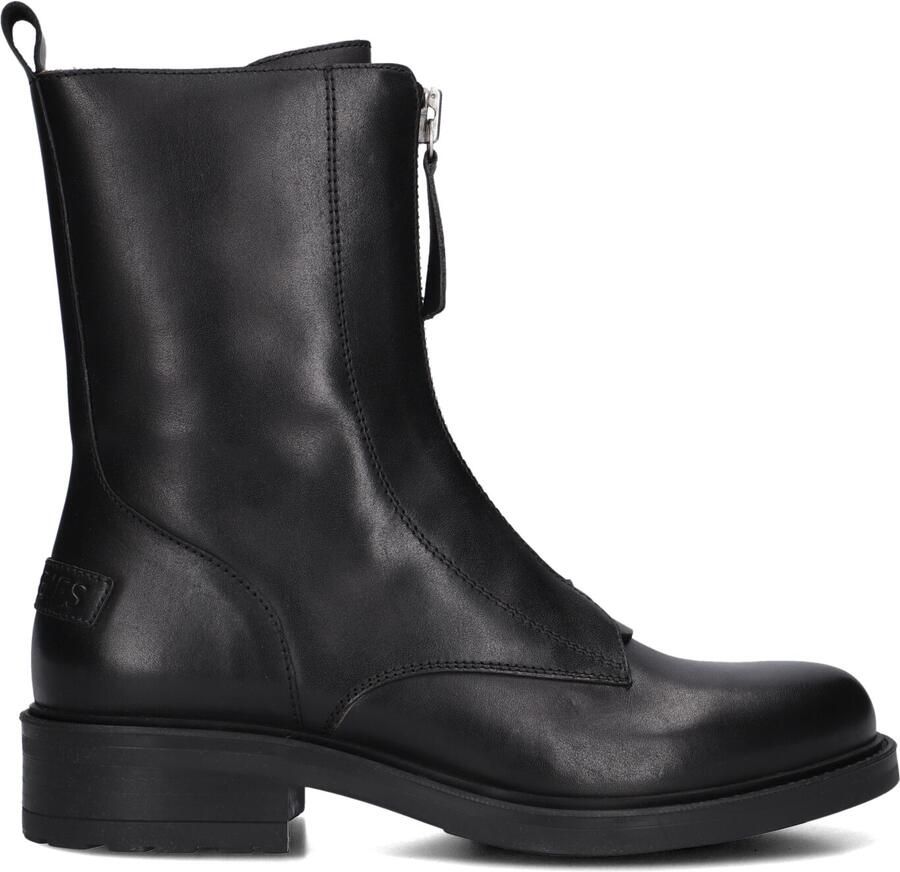 SHABBIES Enkelboots Dames Dean Zipa Leer Zwart
