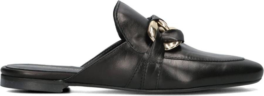 Stefano Lauran Muiltjes Dames Sandalen Instappers Damesschoenen Leer Blokhak S3088 Zwart