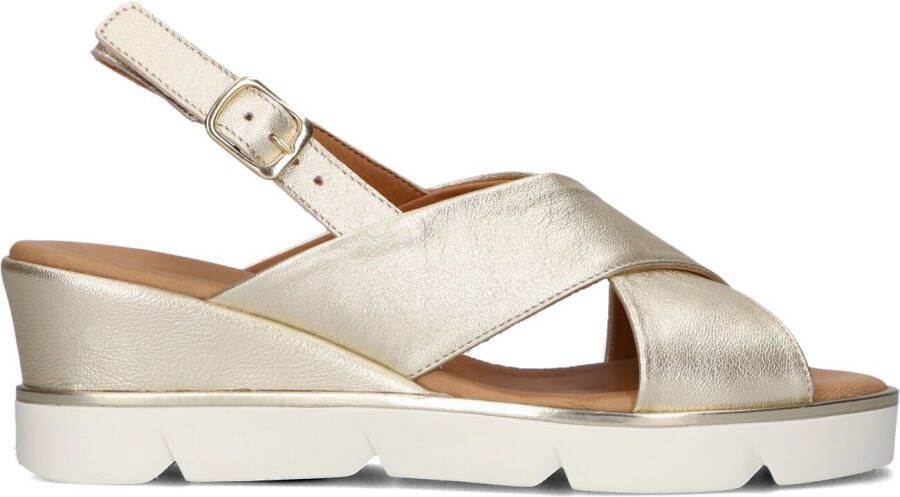 STEFANO LAURAN Sandalen Dames Met Kruissandaal Sleehak Maat: 39 Materiaal: Leer Kleur: Goud