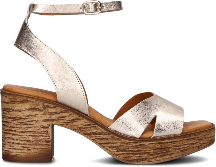 Stefano Lauran Sandalen Dames Damesschoenen Leer Plateauhak hoogte S3109 Goud - Foto 2