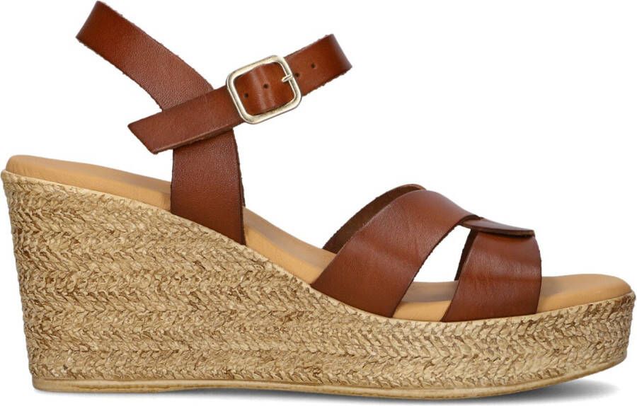 Stefano Lauran Sandalen Dames Damesschoenen Leer Sleehak hoogte S3111 Cognac