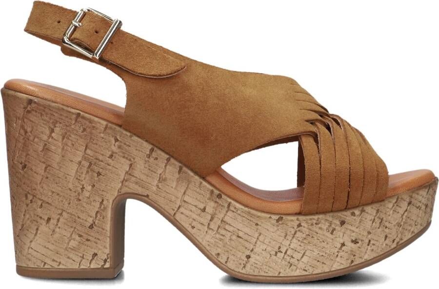 Stefano Lauran Sandalen Dames Damesschoenen Suède Plateauhak hoogte S3139 Midden bruin - Foto 3