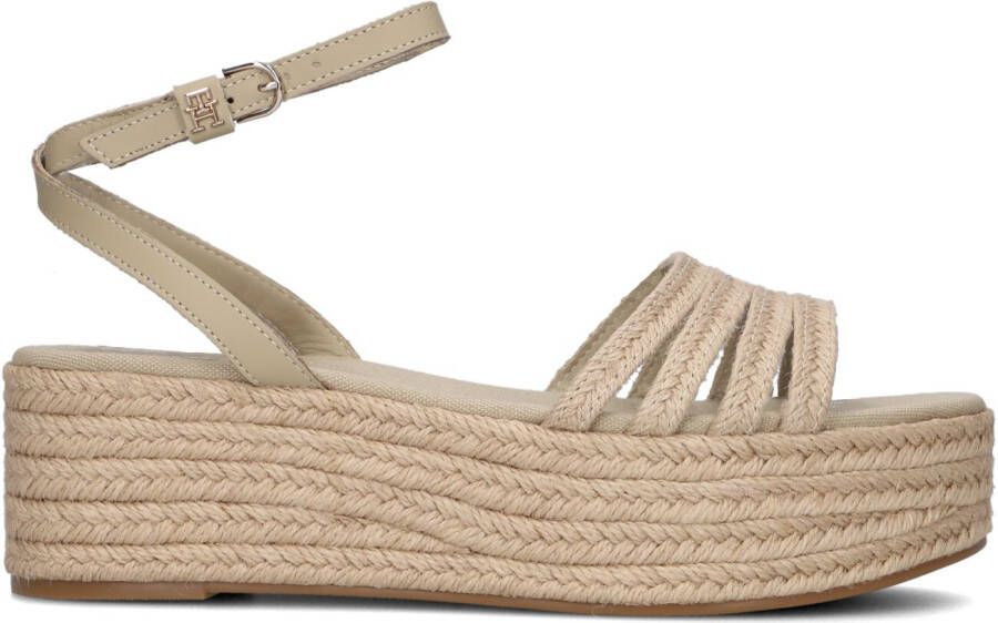 TOMMY HILFIGER Sandalen Dames Essential Basic Flatform Maat: 41 Materiaal: Leer Kleur: Beige