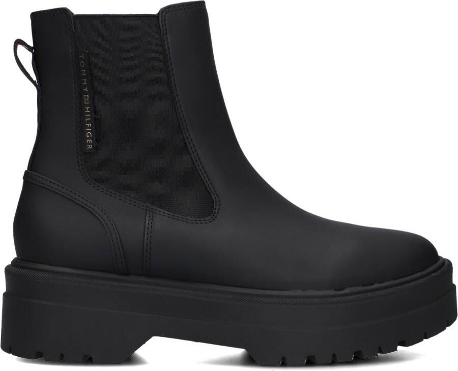 TOMMY HILFIGER Enkelboots Dames Rubberrised Chelsea Maat: 37 Materiaal: Rubber Kleur: Zwart