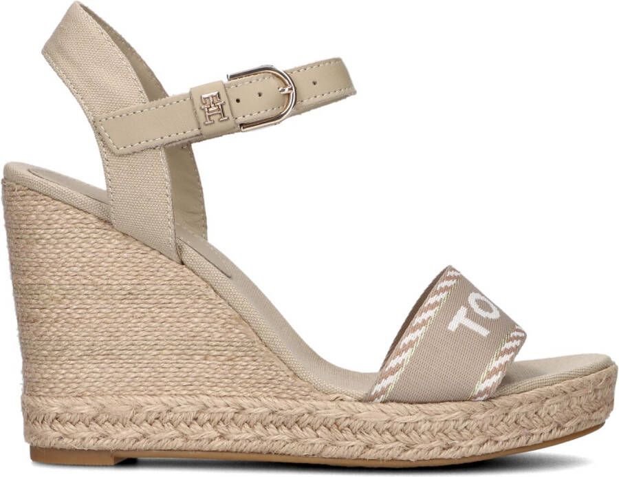 TOMMY HILFIGER Sandalen Dames Seasonal Webbing Wedge Maat: 40 Materiaal: Leer Kleur: Beige