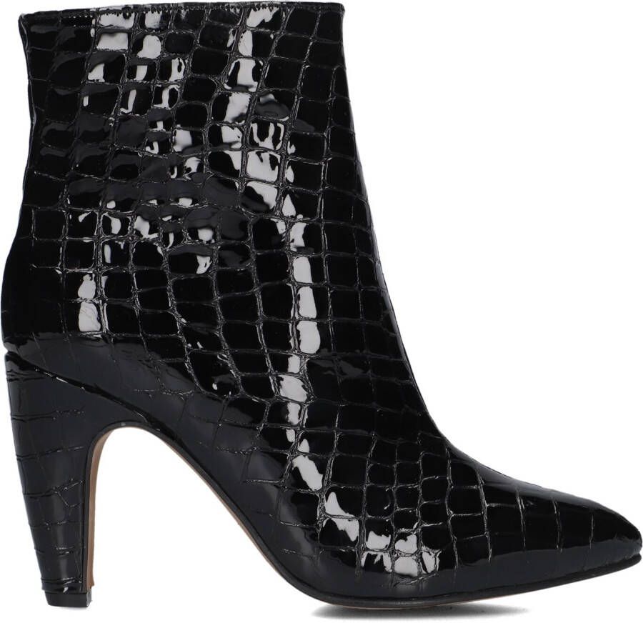 Toral Enkellaarsjes Dames Laarzen Damesschoenen Leer Crocoprint Piton lakcroco Zwart