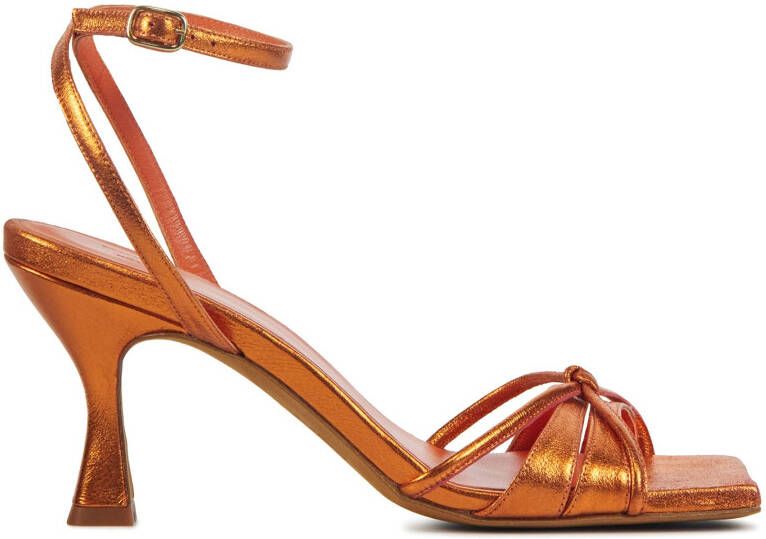Toral Sandalen Dames Damesschoenen Leer Kitten heel hoogte Eve Oranje - Foto 3