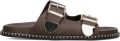 TORAL Slippers Dames Hidra Leer Bruin - Donkerbruin