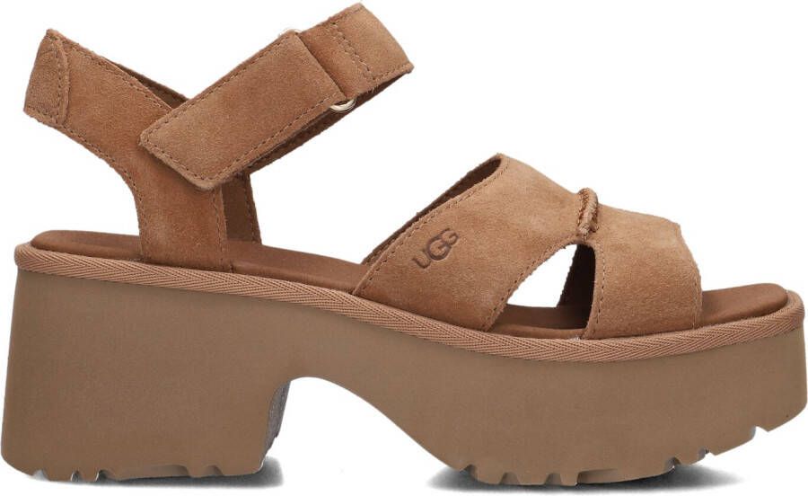 UGG Dames W New Heights Ankle Strap Maat: 43 Materiaal: Suède Kleur: Cognac