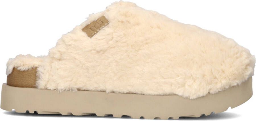 UGG Pantoffels Dames Sloffen Instappers Canvas Harde zool Dichte hiel Fuzzy Sugar Slide Gebroken wit - Foto 9
