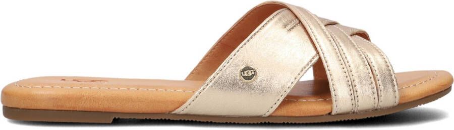 UGG Slippers Dames W Kenleigh Slide Maat: 36 Materiaal: Leer Kleur: Goud
