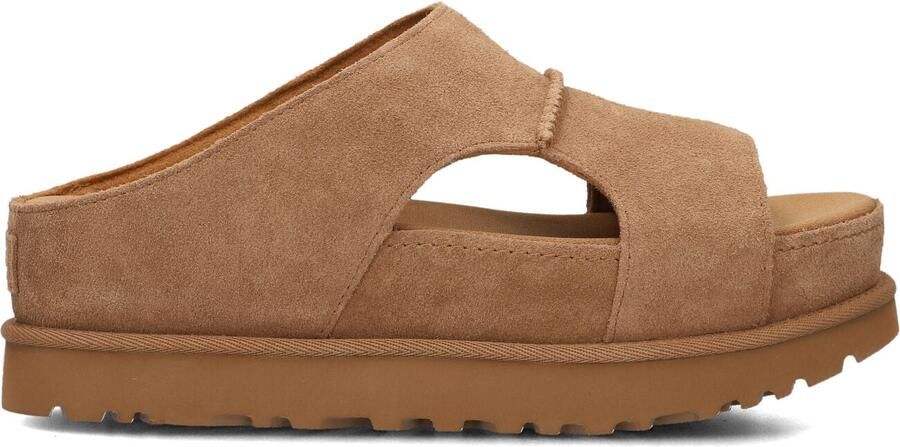 UGG Slippers Dames W Goldenstar Hi Cutout Slide Maat: 41 Materiaal: Suède Kleur: Camel