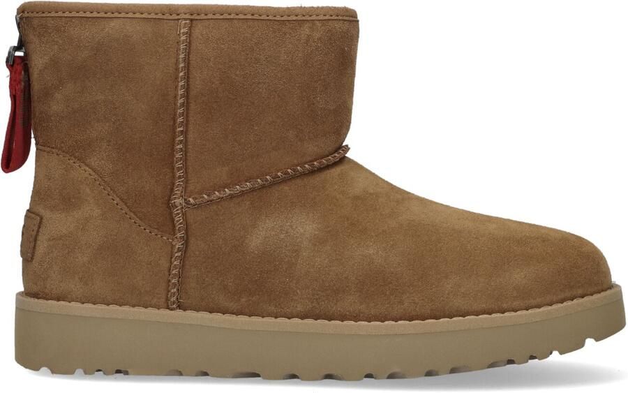 UGG Vachtlaarzen Dames W Classic Mini Logo Zip Maat: 36 Materiaal: Suède Kleur: Camel - Foto 4