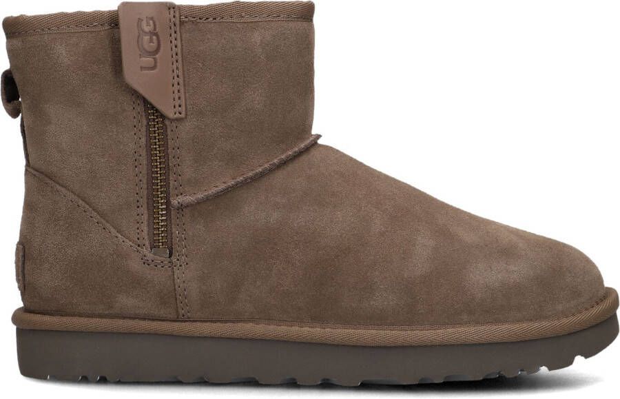 UGG Vachtlaarzen Dames Classic Mini Bailey Zip Maat: 43 Materiaal: Leer Kleur: Taupe