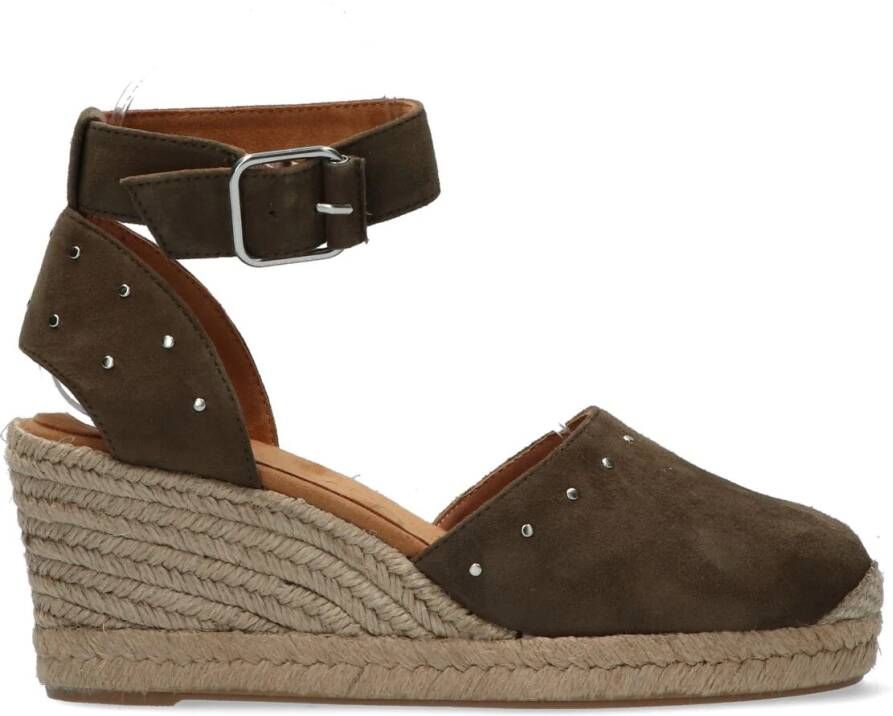 Unisa Vrouwen Suède Espadrilles Damesschoenen Plateauhak Gesp sluiting Cliver Groen - Foto 3