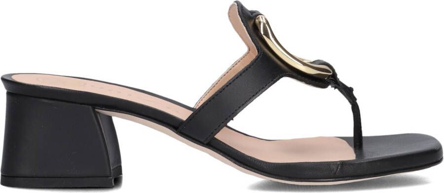 Unisa Slippers Slides Dames Sandalen Kien Blokhak Hoogte 4 cm Zwart