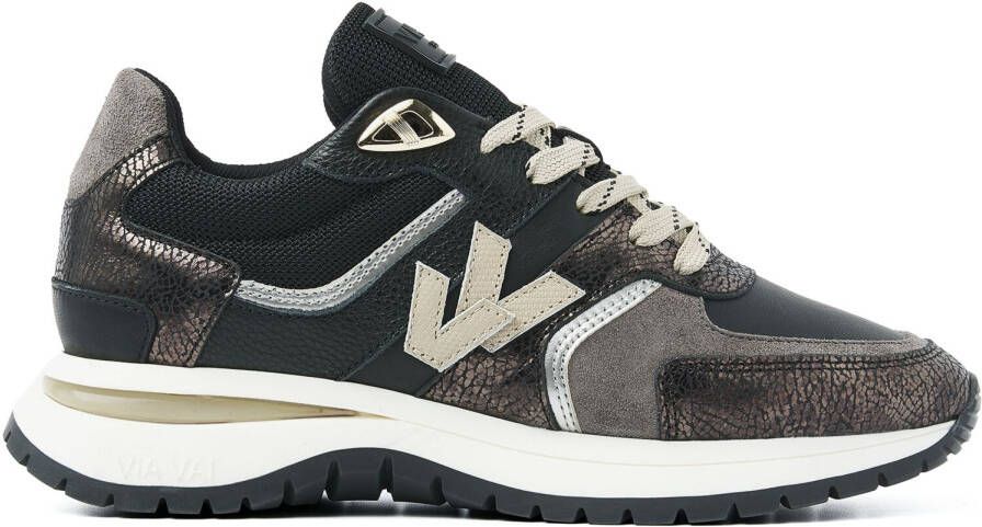 VIA VAI Lage Sneakers Dames Usher Davina Maat: 37 Materiaal: Leer Kleur: Zwart - Foto 3