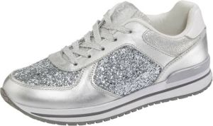 24 Hours Sneaker van een chique materialenmix Zilverkleur